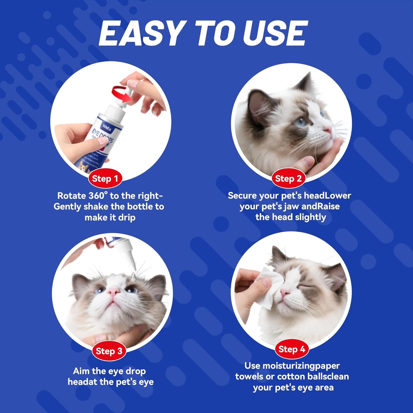PET Dog Eye Drops, Eye Drops for Dogs&Cats, Dog Eye Infection Treatment to Soothe Eye Allergy, Soothe Dry Eyes Pink Eyes, Dog Tear Stain Cleaner(60Ml