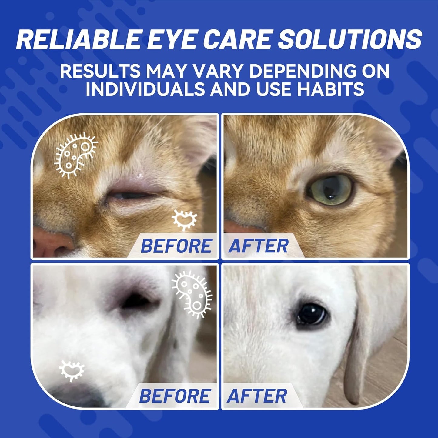 PET Dog Eye Drops, Eye Drops for Dogs&Cats, Dog Eye Infection Treatment to Soothe Eye Allergy, Soothe Dry Eyes Pink Eyes, Dog Tear Stain Cleaner(60Ml