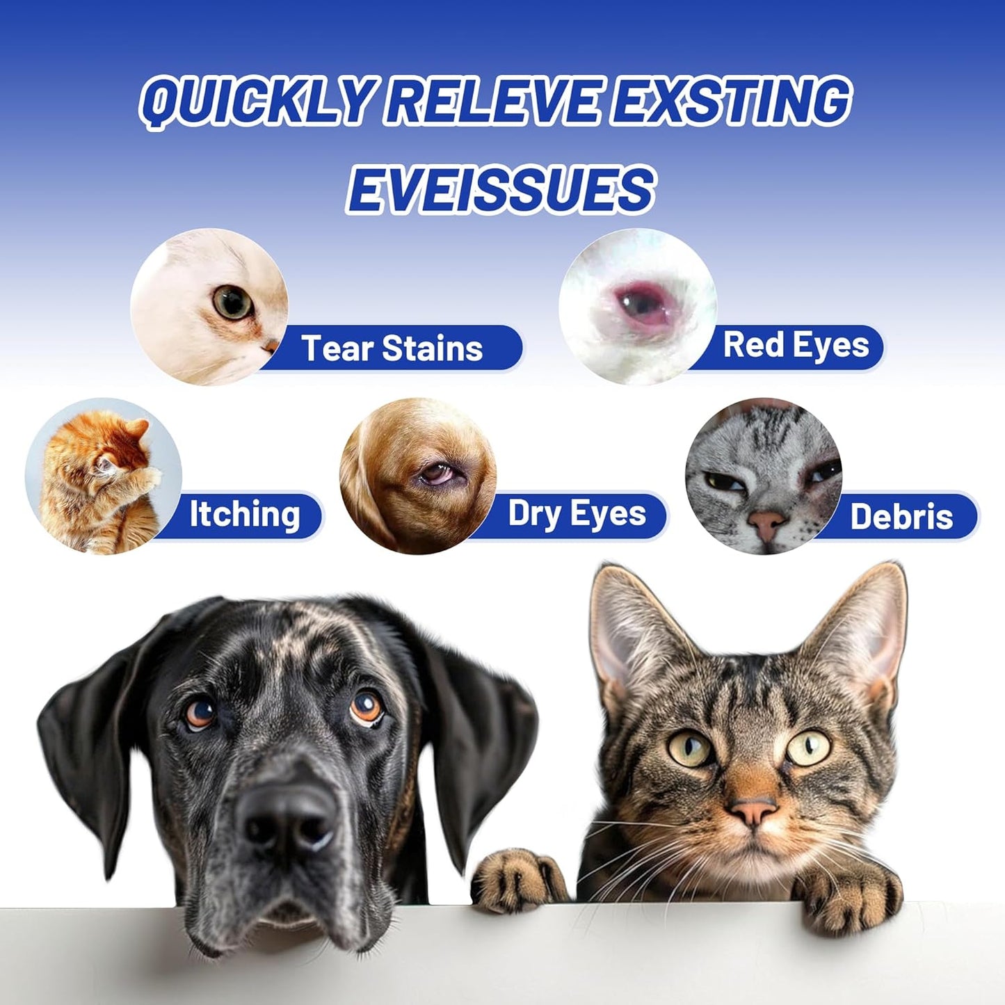PET Dog Eye Drops, Eye Drops for Dogs&Cats, Dog Eye Infection Treatment to Soothe Eye Allergy, Soothe Dry Eyes Pink Eyes, Dog Tear Stain Cleaner(60Ml